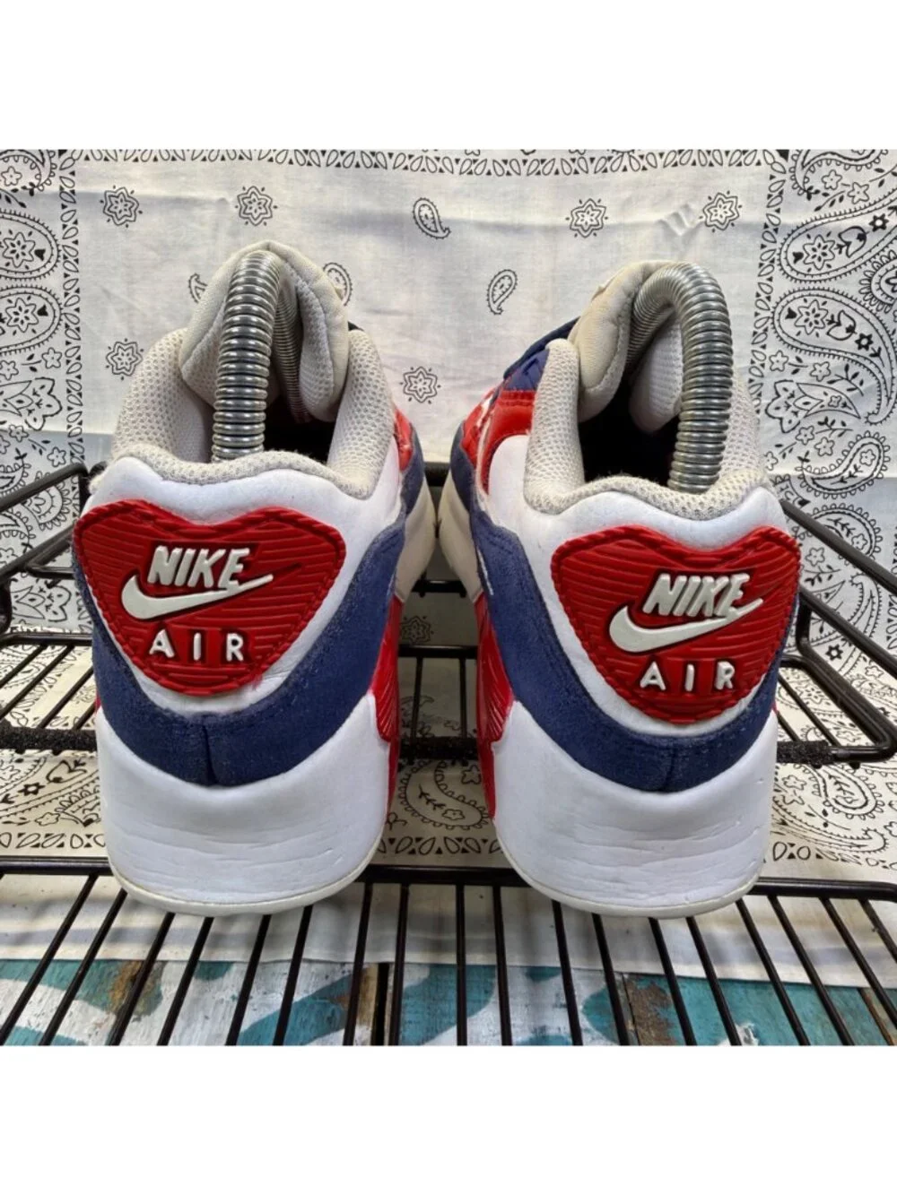 Nike Air Max 90 USA Youth 2.5Y Red/White/Blue DA9022-100 Athletic Sneakers